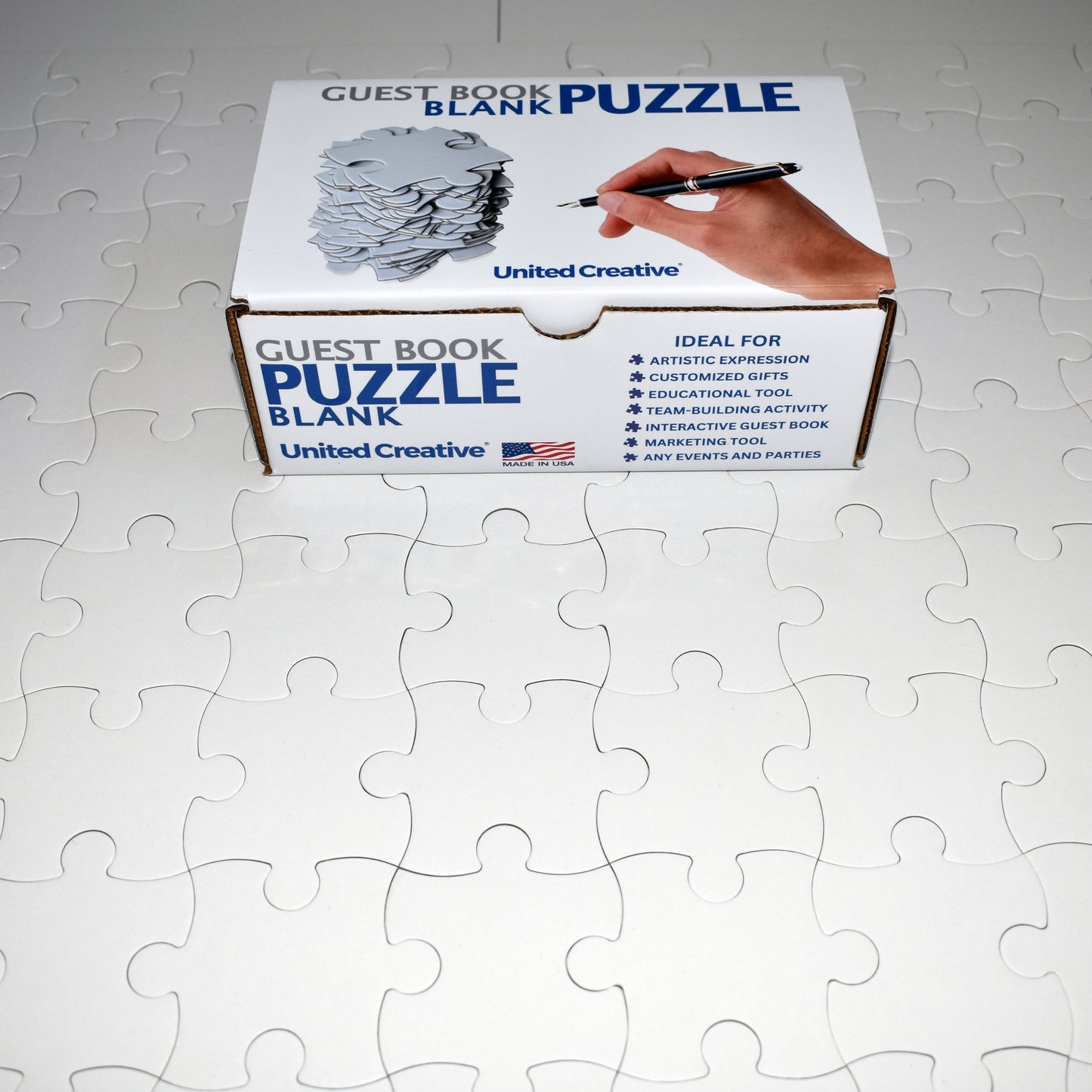 Large Blank Puzzle 48x33 in, 247 Large Numbered White Pieces