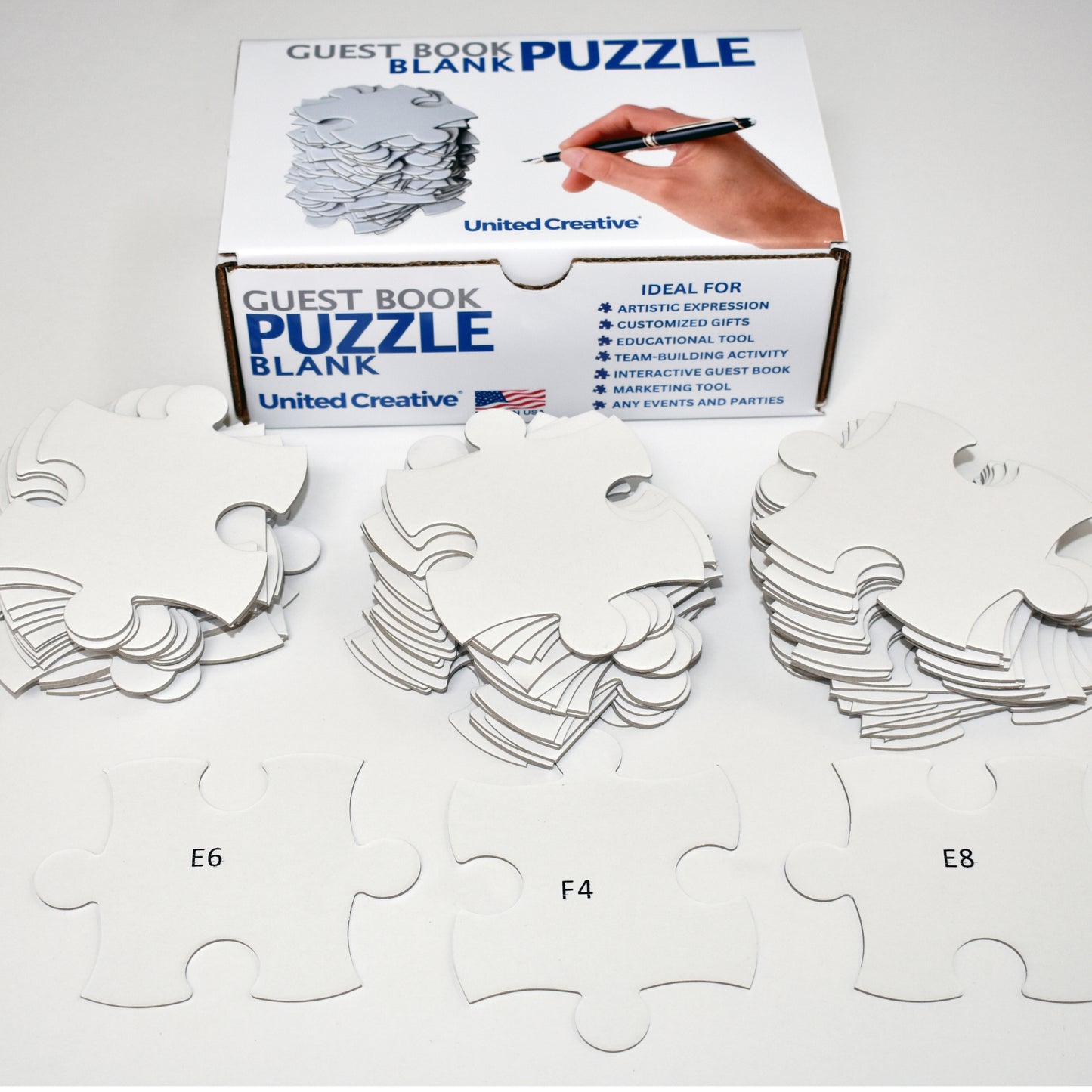 Large Blank Puzzle 48x33 in, 247 Large Numbered White Pieces