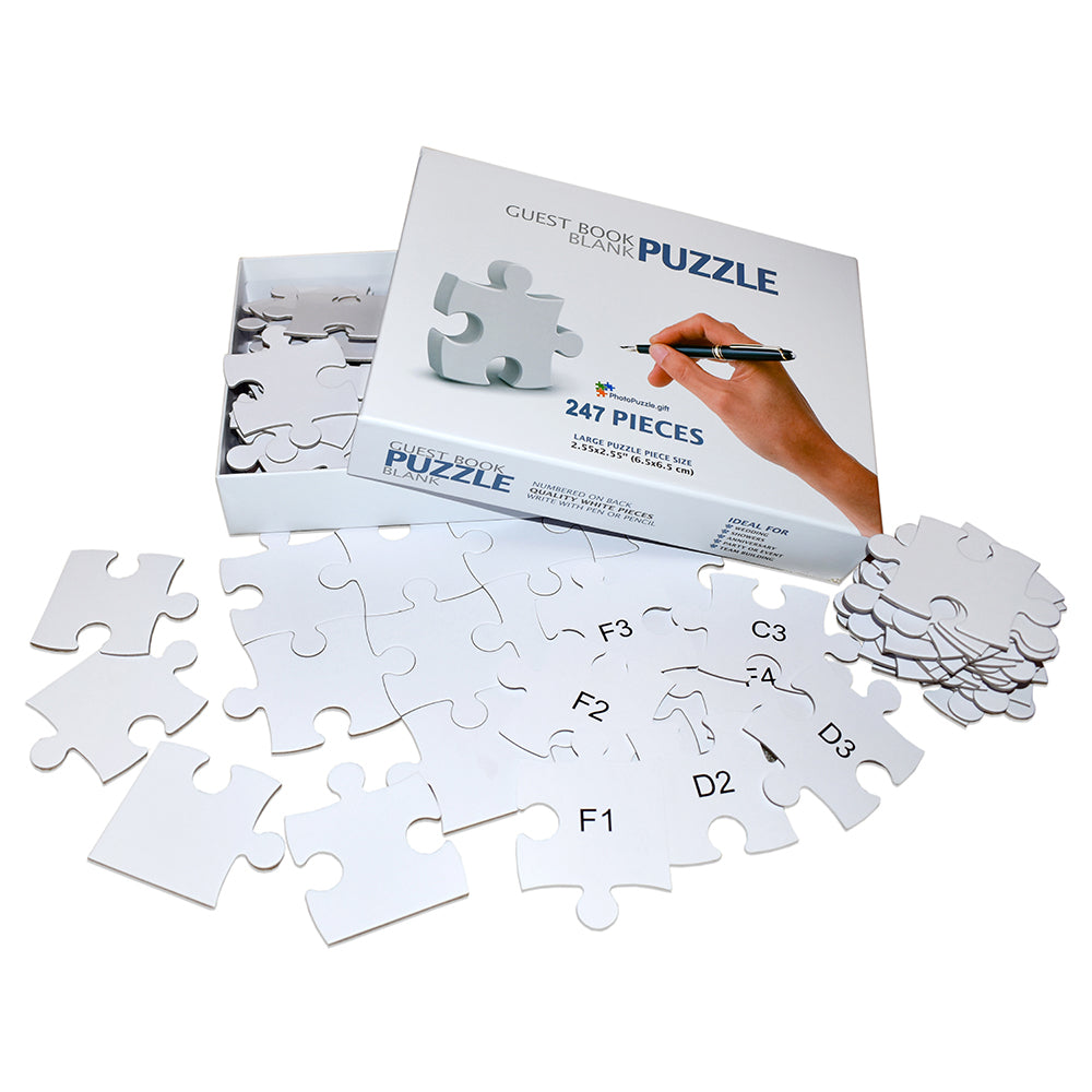 Large Blank Puzzle 48x33 in, 247 Large Numbered White Pieces