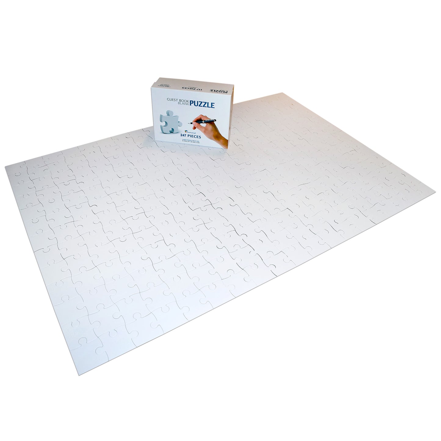 Large Blank Puzzle 48x33 in, 247 Large Numbered White Pieces